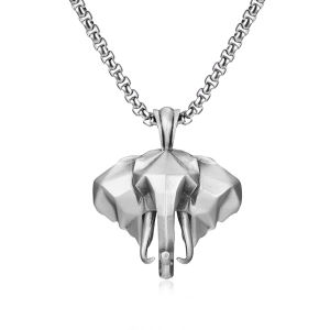 Best-selling pure tin necklace in Europe and America 3D Elephant Vintage Mens Animal Pendant Bestseller Titanium Steel Sweater Chain