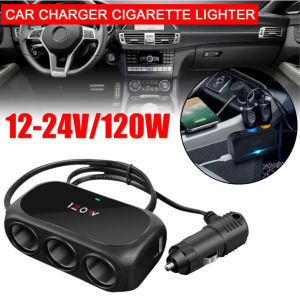 5IN1 Multi Port USB 12V~24V 120W Car Lori Phone Charger 2 USB port Charging Adapter Kereta car plug Car Charger 车内快充插座电器