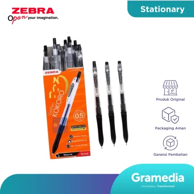 Zebra Kokoro Gel 05-Colored Barrel Set 12 Black Ink