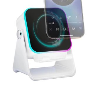 DAMONJ Auto-induction Wireless Induction Speaker Portable RGB Light Portable Phone Holder Colorful Ambient Light Adjustable Bluetooth Speaker Phone Stand Bedroom