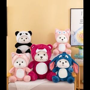 25cm Cute Bear Plush Doll Stuffed Animals Cute Teddy Bear Removable Stitch Hat Kids Birthday Gift