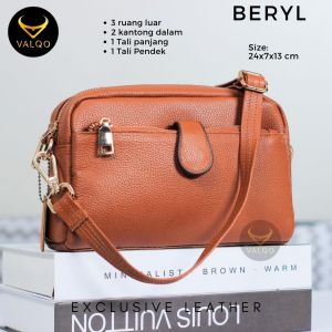 Tas Slingbag Kulit Wanita Tas Selempang Kulit Wanita Cewek Tas Bahu Kulit Wanita Tas Shoulderbag Kulit Wanita Perempuan BERYL Bag Dari Kulit Sapi Premium