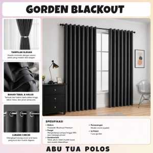 Gorden Blackout Import Premium Polos Embos Murah Tebal - Gorden Jendela Minimalis Smokering 12 Lubang (Ukuran 135cm)