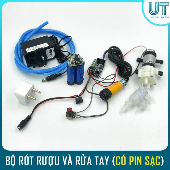 Bộ mạch và linh kiện chế máy RÓT RƯỢU & RỬA TAY không chạm (CÓ PIN SẠC)