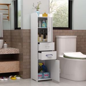 Toilet Slim Cabinet Gap Bathroom Cabinet Storage Rack Trolley Slim Bathroom Cabinet Storage Bathroom Waterproof Locker with Screws Narrow Storage Cabinet Toilet Organizer