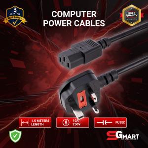 Power Cord UK Plug to IEC Cable (PC Mains Kettle Lead)