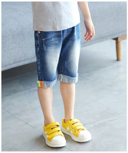 IENENS 4-11T Boys Shorts Denim Pants Causal Print Trendy Boy Breeches Kids Clothing