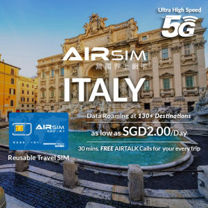 AIRSIM Reusable Global Travel Prepaid SIM - Italy