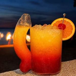 BLACKON with Handle Funny D-Cup Shaped Glass Thicken Large Capacity Whiskey Glass Cold Drinking Cup Transparent Beer Cup Bar Club