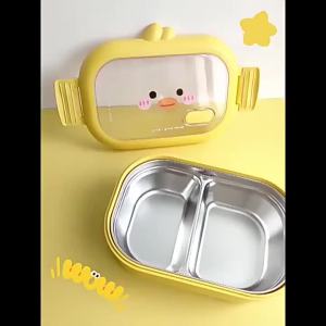Cartoon Stainless Steel Lunch Reusable Leakproof Bento Portable Separate Food Container for Student Kids Outdoor Camping2026