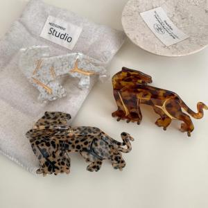 DuoShang Dòng động vật mới Cheetah Kẹp tóc Acetate Kẹp tóc mùa đông họa tiết da báo Kẹp tóc cua cho phụ nữ Phụ kiện tóc2026
