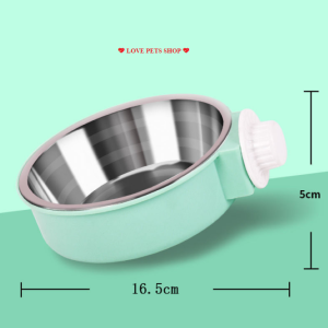 Chén gắn chuồng cho Chó Mèo bằng inox có nút vặn (mẫu mới) - Love Pets Shop