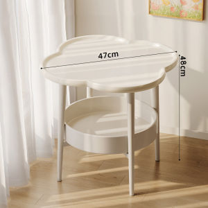 Nordic Coffee Table / Round Side Coffee Table / Modern Clover Shape Side Table with Shelf