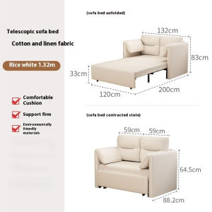 Sofa Bed Dual-Use Multifunctional Sofa Bed Foldable Living Room Sofa Cream Small Sofa Double Sofa