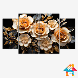 RUNABEE HIASAN DINDING BUNGA SET BESAR ABSTRAK 3D DARK FLOWERS PAJANGAN DINDING KAYU MINIMALIS