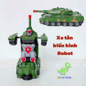 Đồ chơi xe tăng biến hình robot kèm nhạc và đèn cho bé
