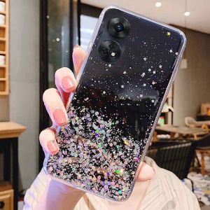 Vỏ cho Oppo RENO 8 t 5G 4G 2023 vỏ điện thoại bầu trời đầy sao lá bạc long lanh Epoxy nhựa TPU mềm lấp lánh cạnh trong suốt Nắp lưng cho opo RENO 8 t reno8t