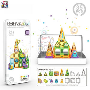 [SG Seller]Transparent Magnetic Castle Building Set Safe ABS Magnetic Blocks with Animal Figures for Toddlers