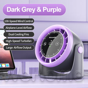 OuncooxWehomelife Desk Fan High Speed 100 Speed Settings Silent Rechargeable 3600mAh Table Fan 2-in-1 Desk & Wall Fan