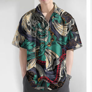 ZEEMIN  New Ukiyo-E Print Hawaiian Shirts For Men Summer Casual Mens Shirt Retro Oversized Short Sleeve Shirt Street Men Clothes Tops