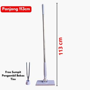Tongkat Pel Kain Tisu Kering Basah Refill Disposable Model Tekan Rotasi 360º