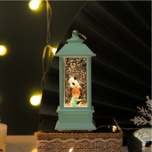 【Fans Tone】 Animal Snow Globe Lantern Booth Lamp with Swirling Glitter Cartoon Design Home Interior Decoration with Led Light