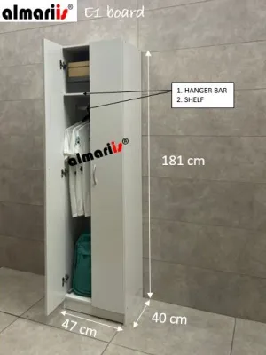 ALMARIIS® (WD37) 2 DOOR WARDROBE WITH HANGING BAR