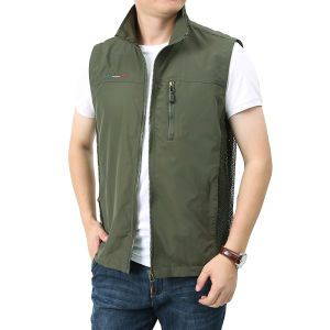 FUGUINIAO Mens Oversize Outdoor Lightweight Photography Vest Casual Multi-pocket Fishing Mesh Vest