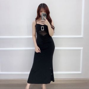 SV 6752 - Diamond Buckle Bodycon Dress | Silvervogue | Gaun Katun Poliester Stretch Midi Pakaian Kasual Wanita