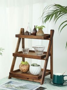 ชั้นวางของ ไม้สัก ชั้นวางหนังสือ 3ชั้น พับได้ ชั้นอเนกประสงค์ ชั้นวางห้องน้ํา ชั้นวางของห้องนั่งเล่น ชั้นวางต้นไม้ Monster box