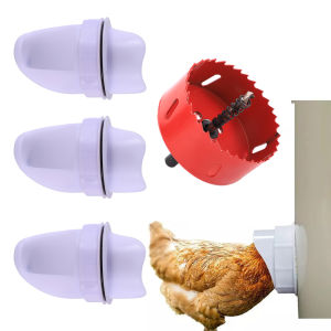 Chicken Feeder Poultry Feeding Supplies DIY Rain Proof Poultry Feeder Port Gravity Feed Kit For Buckets Barrels Bins Troughs
