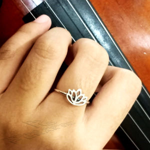 Cincin Putih Perak Asli Anti Karata Bali Silver 925 Ring Lotus Hollow