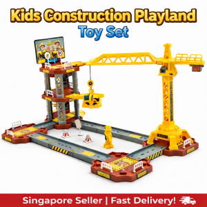 Kids Construction Playland Toy Set Car Crane Track Tower Building Model Educational Gift Present for Boys Girls
