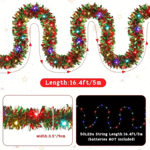 5M Christmas Color Strip Light String Ribbon Fairy Lamp Xmas Tree Ornaments Home Decoration DIY Garland Happy
