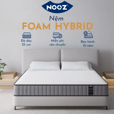 Nệm NOOZ Hybrid 25cm Đệm Foam Cao Su Non Kết Hợp Lò Xo Túi Độc Lập NOOZ Home Goods Mattress