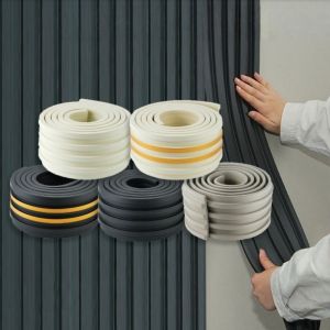 SADSAF 3 Meter Imitation Grille Wall Sticker NBR Foam Thick Fluted Wall Trim Simple DIY Moisture-proof Fluted Wall Panel Wall Decoration