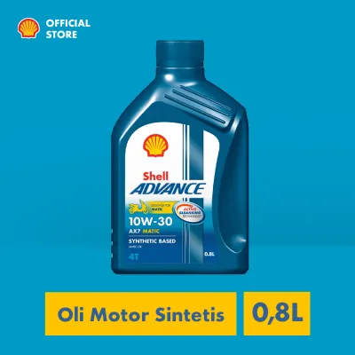 Oli Motor Shell Advance AX7 10W-30 (0.8L) – Synthetic Pelumas Mesin Motor Matic Harian Lebih Bersih & Tahan Lama