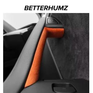 Betterhumz for Tesla Model 3 Y 2018-2023 Car Door Inner Handle Trim Sticker Panel Made of Alcantara Interior Cover Accessories