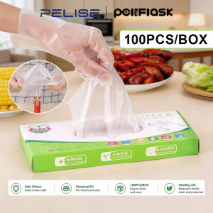 Pelise 100Pcs Disposable Gloves Clear Polyethylene Latex- BPA & Powder-Free Bulk Kitchen Gloves for Cooking Catering BBQ Baking Restaurant Food Handling