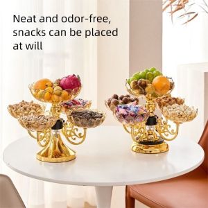 BETTERFORM with 5 Bowl Fruit Bowl Rotating PET Fruit Tray Multi Layered Fruit Plate Stand Household