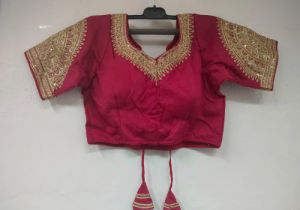 Womens Embroidered Rayon Readymade Saree Blouse | Short Sleeve Designer Blouse with Back Tie-Up | Available in Multiple Sizes & Colors | Pack of 1 Pc