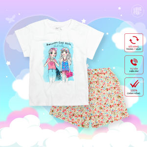 Bộ bé gái mặc nhà mùa hè size đại BIGFOX - MISS MEOW chất liệu cotton mềm mịn in hai cô gái AWESOME cỡ trẻ em 34567891011 tuổi 11-40kg