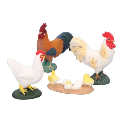 MACRAMEX Realistic Farm Chicken Figurines Colorful Plastic Farm Animals Figurines Outdoor Statues Simulated Rooster Hen Set Easter Party