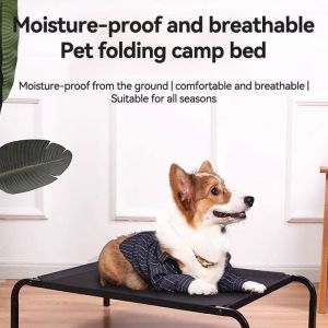 Dog Bed Pet Iron Frame Dog Camping Bed Breathable and Comfortable Hammock Kennel Bed Removable Cat Bed