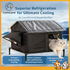Lovinland Stray Cat House Air Conditioned Elevated Dog House Ice Cool House Summer Shelter for Indoor Outdoor Feral Cats & Small Dogs Suitable for All Seasons Insulated Waterproof Insulated Moistureproof Design