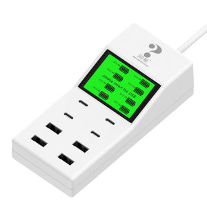 Question mark multi-port fast charging USB mobile phone charger adapter dynamic LCD display 8-port with display intelligent automatic identification power switch office universal