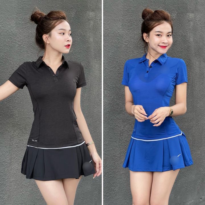 Bộ Váy Thể Thao Chơi Tennis, Golf, Cầu Lông, Bộ Váy Das + Áo Thun Cổ Trụ PC  - BVC002 | Shopee Việt Nam