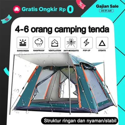 KEEP GOING MAX-TENDA CAMPING/TENDA DENGAN JENDELA BESAR 4 SISI/TENDA DUA PINTU DAN DUA JENDELA KAPASITAS 4-6 ORANG /TENDA LIPAT PORTABEL/TENDA CAMPING OUTDOOR HUJAN PORTABLE - Spirite
