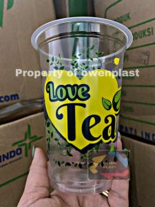 GELAS PLASTIK MOTIF TEH/GELAS PLASTIK PRINTING SABLON ISI 50 PCS UK 14 16 DAN 22 OZ