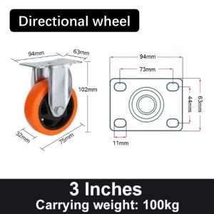 Heavy-Duty PU Caster Wheels with/without Lock for Hand Trucks - Swivel Caster Wheels for Furniture & Home Improvement